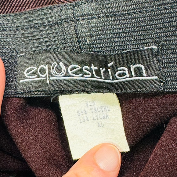 Equestrian Leggings Womens XLarge Brown Ribbed Stretchy High Rise Pull On Skinny - Picture 7 of 7